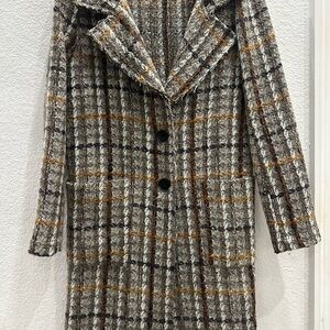 DAVI & DANI Checkered Longline Blazer